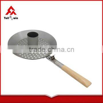 Removable cylinder BBQ grill tool round metal serving tray