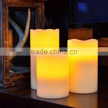 Flameless Wax Candles Yellow Flicking Paraffin Candles With Remote Control Set of 3 Led Real Wax Candles for Home Deocoration photo-3