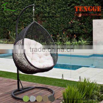 Black Hanging Egg Chair Outdoor Rattan Wicker