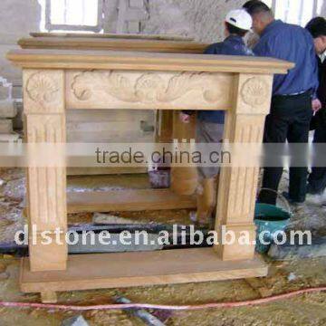 Crema Marfil Beige Marble Fireplace Mantel Surrounding photo-2