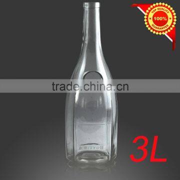 HSG1601 High Quality 3L Clear Glass Bottle With Cork Factory Price