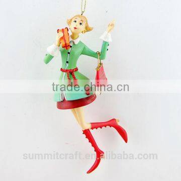 Best Selling Christmas Ornament Items Resin Christmas Lady Figurines photo-3