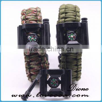 6 in 1 Bottle Opener+Whistle+Fireflint+Blade+Thermometer+Compass Buckle Outdoor Survival Paracord Bracelet photo-6