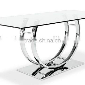 Modern Dining Table With Glass Top and Chrome Base photo-2