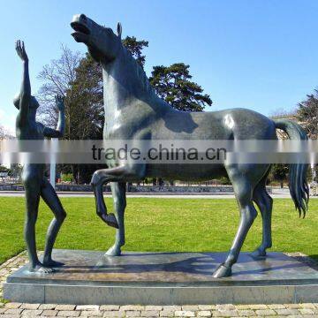 famous sculpture outdoor garden nude boy statue with horse