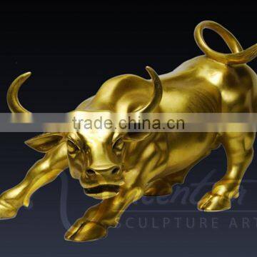 Home Decorative Small Size Wall Street Bull Bronze Animal Sculpture photo-2