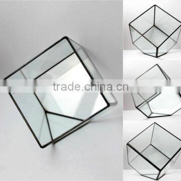 Modern Planter for Indoor Gardening Geometric Handmade Glass Terrarium photo-5