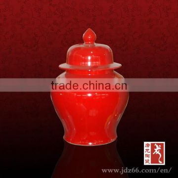 Art deign excellent quality red glazed candy jar for home use made in jingdezhen