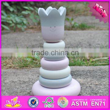 2016 New Design Crown Wooden Stacking Rings Toy for Toddlers W13D129