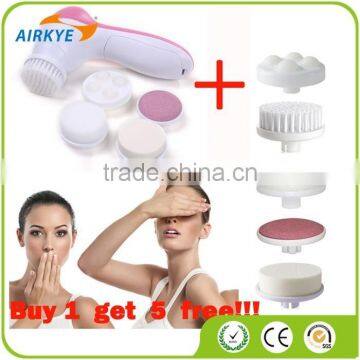 5 in1 Electric Cleaner Face Skin Care Beauty Facial Brush Massager Scrubber