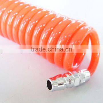 with 10 years experience flwxible 12*8 red PU sprial air hose for industrial robot with quick coupler