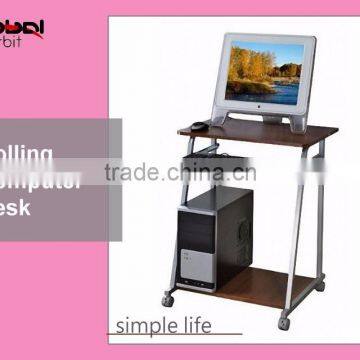 Workstation Steel Frame Rolling Computer Desk With Silding Keyboard Shelf
