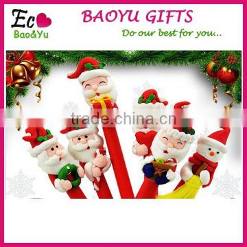 Top Selling Christmas Polymer Clay Ballpoint Pen Promotional Custom Logo Polymer Clay Pen Santa Claus Snowman Shape Pen