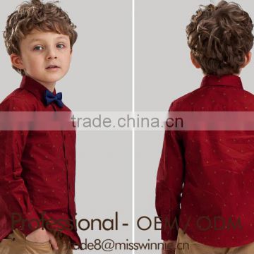 boy's slim cotton long sleeve shirt, boys piano performance shirts