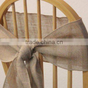 100% Natural Burlap Hessian Chair Sash Chair Ribbon for Rustic Wedding photo-4