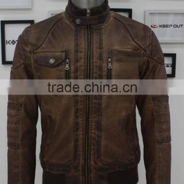 ALIKE man biker jacket pu jacket garment dye jacket