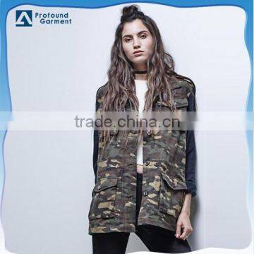 OEM High Quality Fashion Womens Slim Fitted Camo Print Military Jacket