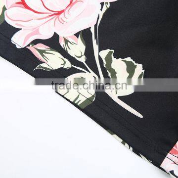 HAODUOYI Women Sexy Print Backless Crew Neck Breasted Romper Beach Party Short Sleeve Jumpsuit photo-6