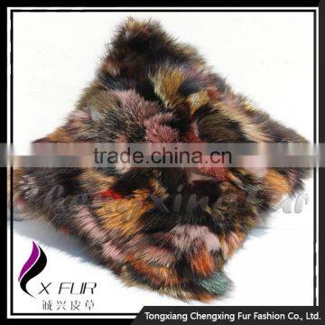 CX-D-107D Custom Made Patckwork Fox Fur Pillow Case Cushion Cover photo-3