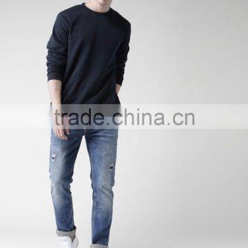 Autumn Style New Look Navy Sweatshirt Round Neck Long Sleeves Brushed Fleece Lined Sweater 80% Cotton 20% Polyester Sweaters photo-5