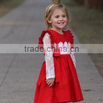 Baby Girls Christmas Red Bubble Infant Baby First Christmas Lace Rompers Clothing photo-4