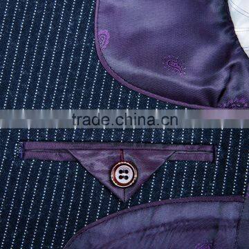 ELPA Fancy Kids Clothes Boys Tailor Made Dark Blue Striped Knitted Wholesale 3 Piece Kids Suits photo-3