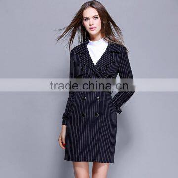 2016 Latest Designs Lady Formal Black Stripe Winter Women's Coat photo-3