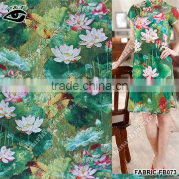 Chinese Style Fabric Lotus Printed Cotton Linen Fabric Fo Cloth Househoud photo-2
