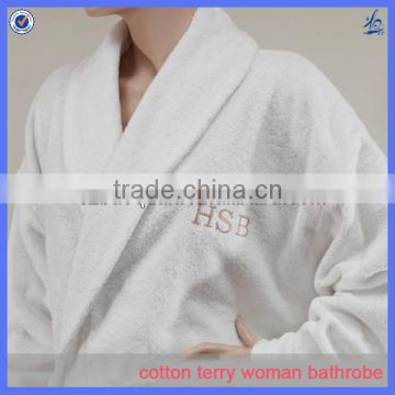 White kimono collar 100% cotton terry bathrobe cotton for hotel