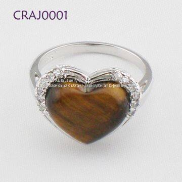 Original Silver Finger Ring With Heart Shape Stone Decoration