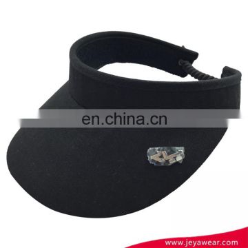 Black Plain Blank Visor Sun Hat Wholesales With Spandex Band