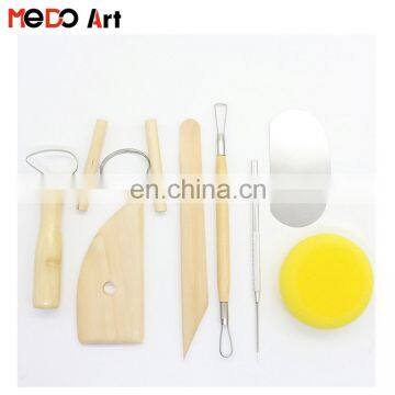 8pcs light wooden clay tool set