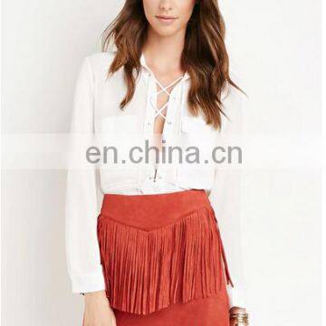 2016 A/W Women's Suede Fringed Mini Skirt