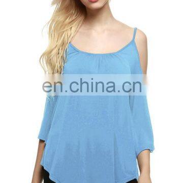 2016 BAIYIMO Latest Hot Sale Off Shoulder Women's Fancy Tunic Top Shirt
