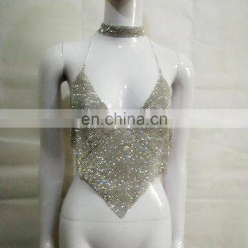 2017 New Arrived Women Top Metal Diamond Gold Silver Hand Patch Work Sexy Top Wholesale Retail 1pcs Dropshipping photo-6