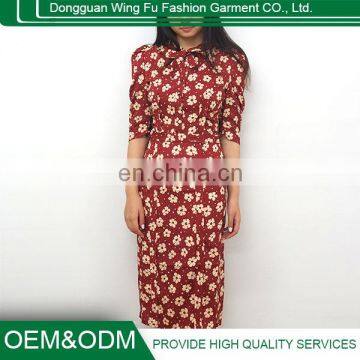 2015 Summer Western Style Women Four-leaf Clover Chiffon Dress photo-2