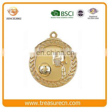 Promotional Round Golden Basketball Award Alloy Medal/Medallion