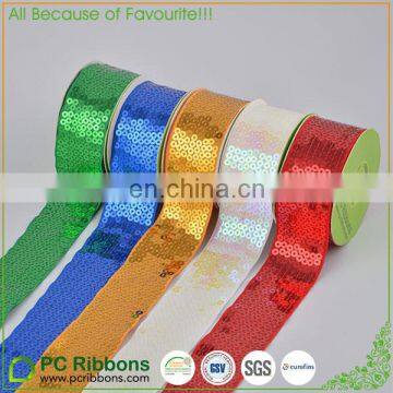 PC hot sale Sequin Grosgrain Ribbon hight quality sequin ribbon widely used in hair accessories