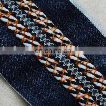Italy Design Fashion Denim Fabric Trim Embroidery Tape With 3d Braided Rope photo-3