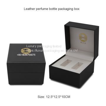 Wholesale Flip PU Leather Perfume Packaging Cosmetic Box Custom Luxury Plastic Cosmetic Perfume Box  With Gold Foil Logo