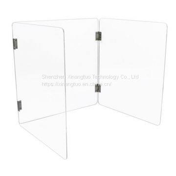 Wholesale high quality custom transparent acrylic desk shield plexi glass foldable sneeze guard for school student desk