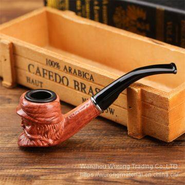 150mm Length Wooden Resin Short Tobacco Pipe With Small Old Man's Head for Smoking photo-5