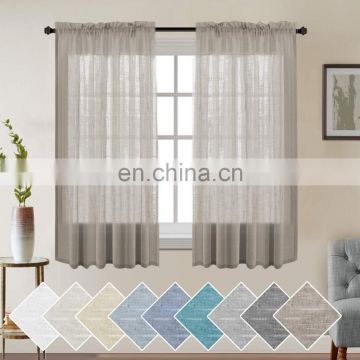 Natural Linen Blended Extra Long voile sheer Curtains for bedroom