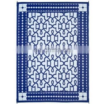 Reversible Outdoor/Indoor Plastic Rug,Easy to Clean, Stain and Water Resistant,Blue/White RV Camping Mat photo-2