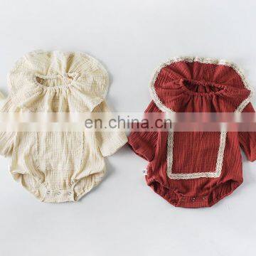 Stylish newborn baby rompers blank linen cotton infant bodysuit