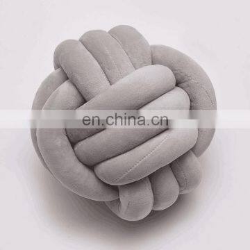 25X25CM Hot Sale Luxurious Chunky Knit Velvet Giant Knot Pillow In Cushion Baby Soft Ball Hollow Fiber Filled Three Tubes photo-6