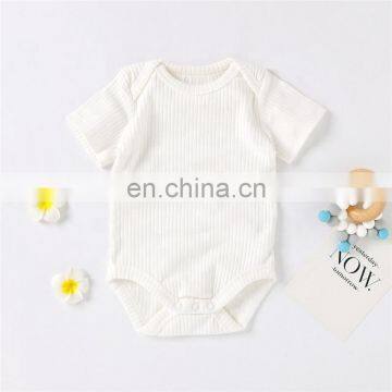 Envelope Short Sleeve Snap Crotch Knitted Baby Bodysuit Romper photo-2