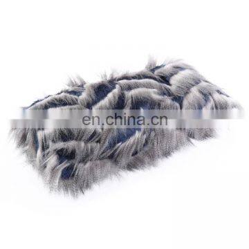 High Quality Soft Faux Peacock Fur Rectangle Decorative Pillow photo-3