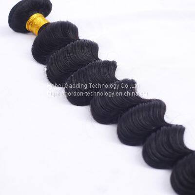 Natural Black Loose Deep Wave Human Hair Bunldes Hair Extensions photo-2