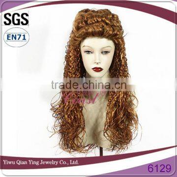 miss Victoria very nice fake brown curly synthetic fiber hair wig